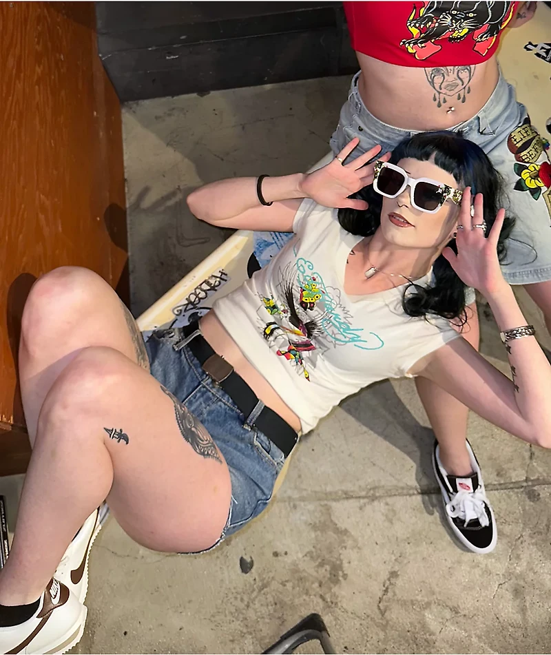 Ed Hardy Self Interest White Square Sunglasses