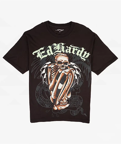 Ed Hardy Skeleton Black Wash Boxy T-Shirt