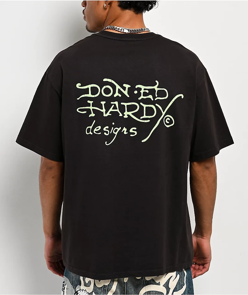 Ed Hardy Skeleton Black Wash Boxy T-Shirt