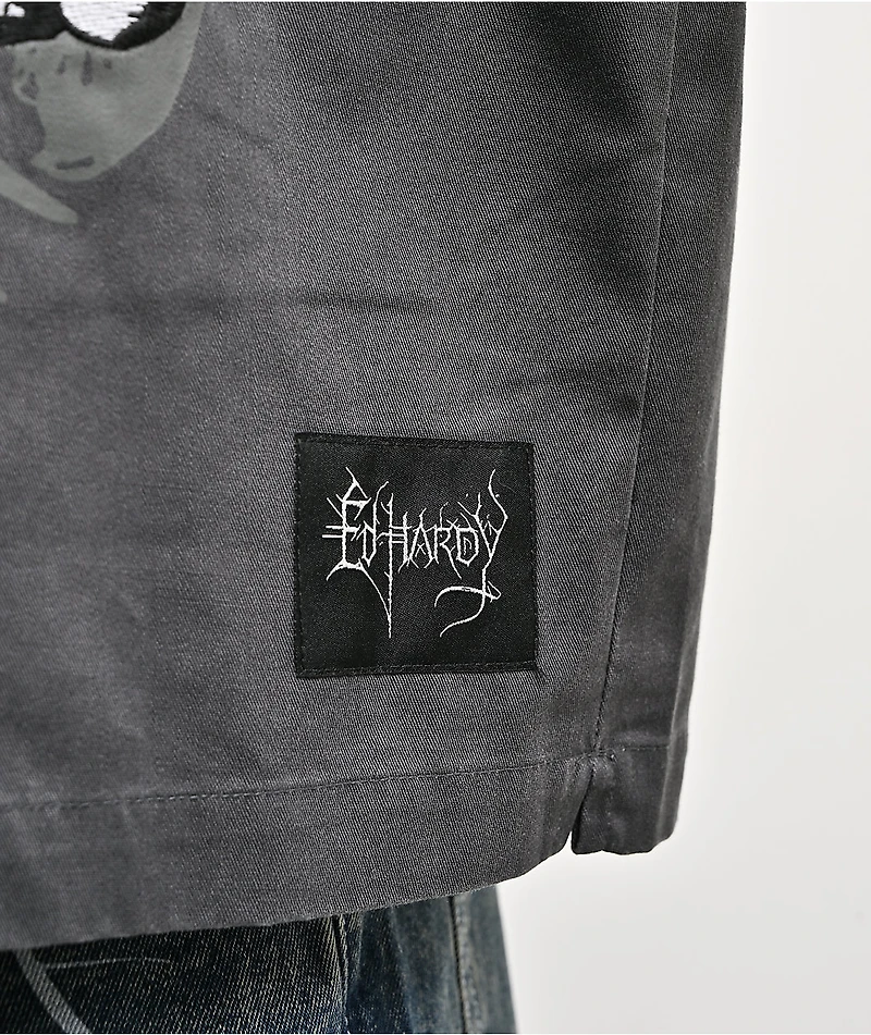 Ed Hardy Skeleton Charcoal Work Shirt