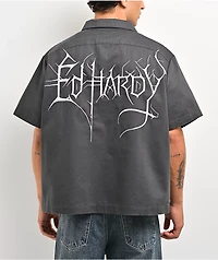 Ed Hardy Skeleton Charcoal Work Shirt
