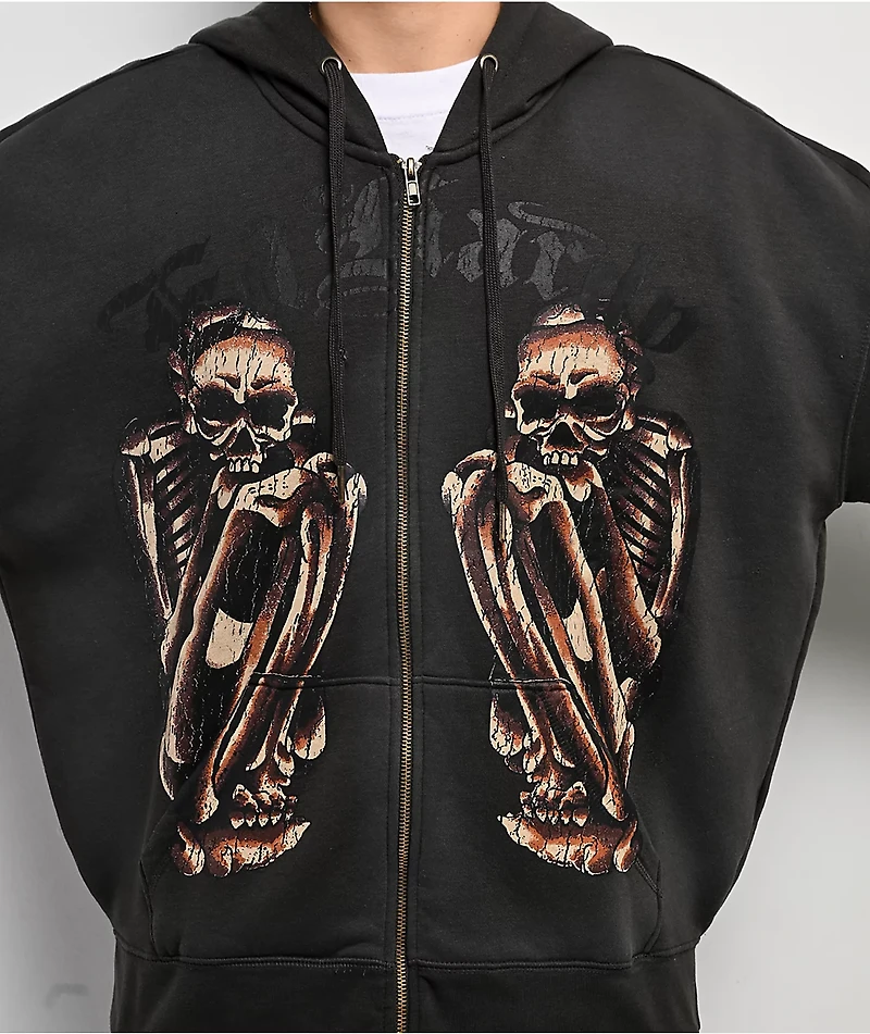 Ed Hardy Skeletons Sunfade Grey Zip Hoodie