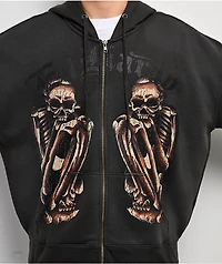 Ed Hardy Skeletons Sunfade Grey Zip Hoodie