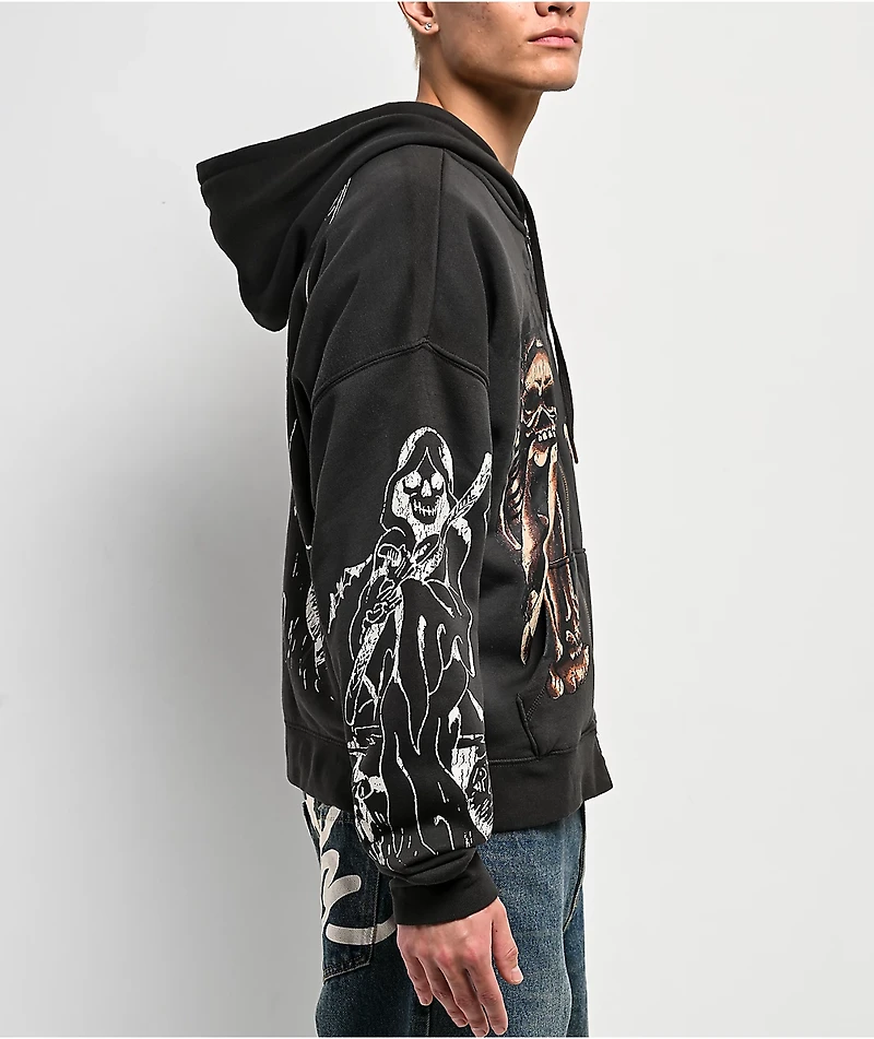 Ed Hardy Skeletons Sunfade Grey Zip Hoodie
