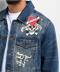 Ed Hardy Skull Blue Wash Denim Jacket