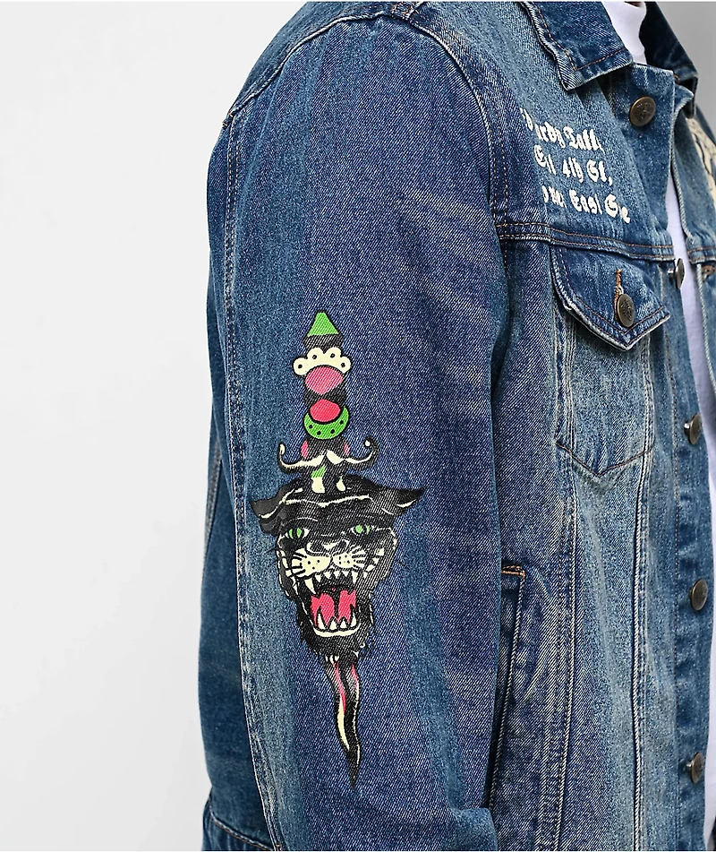 Ed Hardy Skull Blue Wash Denim Jacket