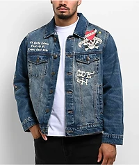 Ed Hardy Skull Blue Wash Denim Jacket