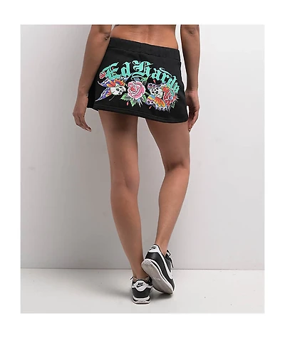 Ed Hardy Skull Butterflies Black Sweat Skirt