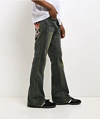 Ed Hardy Skull Crosses Blue Wash Bootcut Jeans
