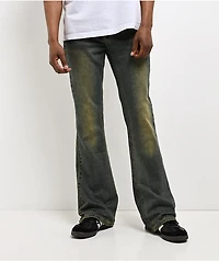 Ed Hardy Skull Crosses Blue Wash Bootcut Jeans