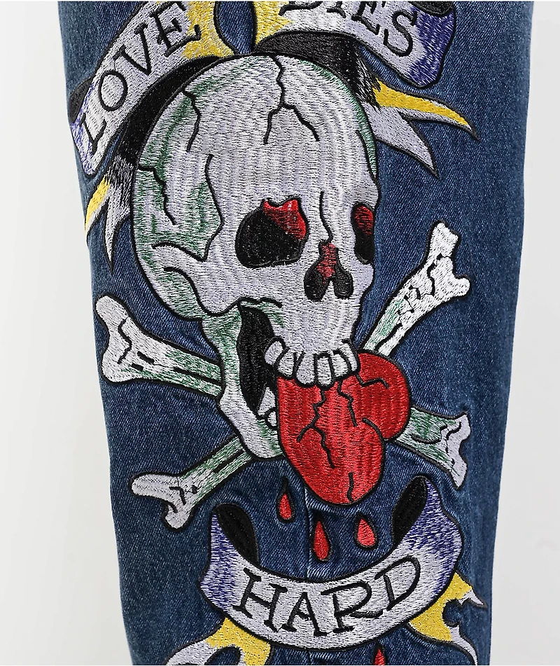 Ed Hardy Skull Heart Indigo Loose Fit Jeans
