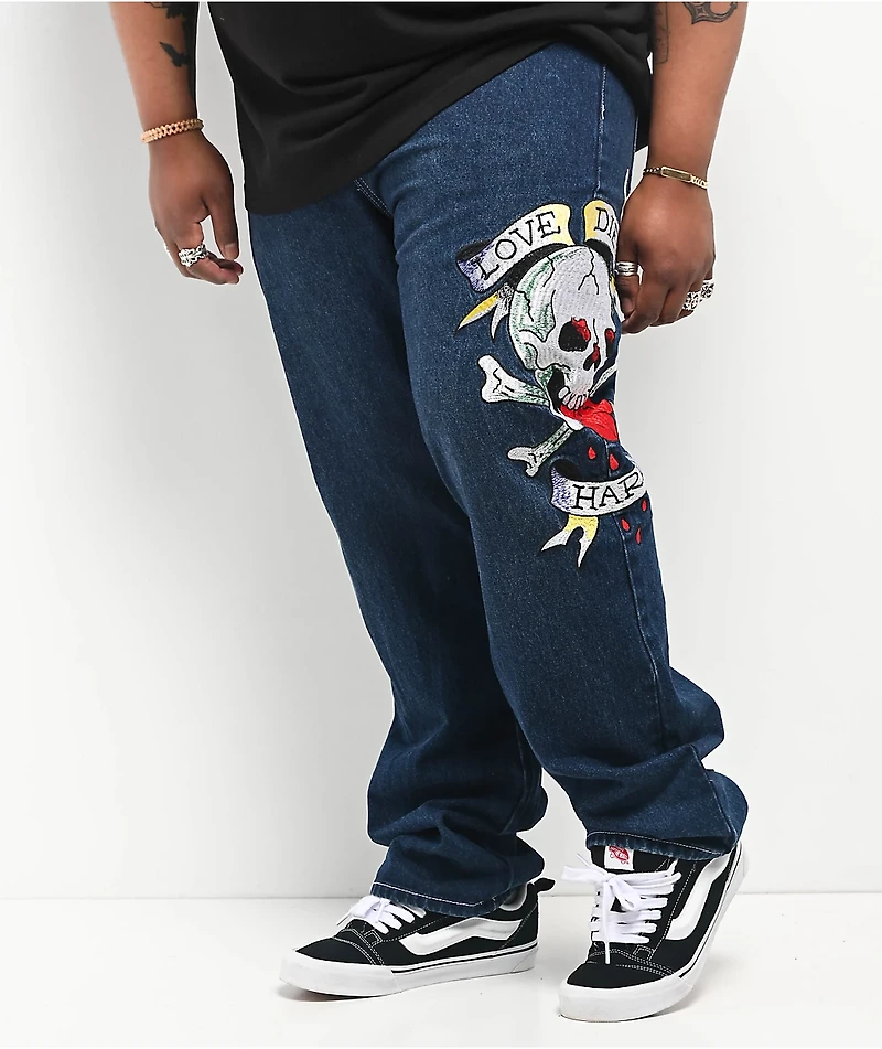 Ed Hardy Skull Heart Indigo Loose Fit Jeans