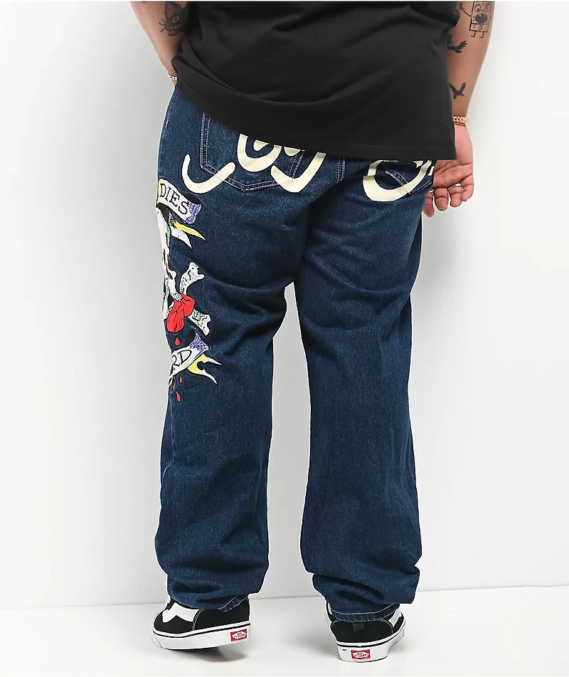 Ed Hardy Skull Heart Indigo Loose Fit Jeans