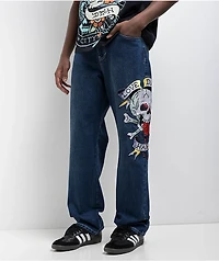 Ed Hardy Skull Heart Indigo Loose Fit Jeans