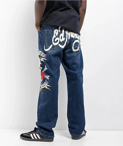 Ed Hardy Skull Heart Indigo Loose Fit Jeans