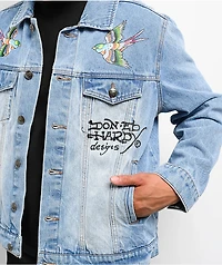 Ed Hardy Skull Light Blue Wash Denim Jacket