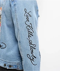 Ed Hardy Skull Light Blue Wash Denim Jacket