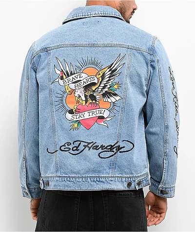 Ed Hardy Skull Light Blue Wash Denim Jacket