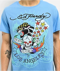Ed Hardy Skull Panther Powder Blue T-Shirt