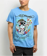 Ed Hardy Skull Panther Powder Blue T-Shirt