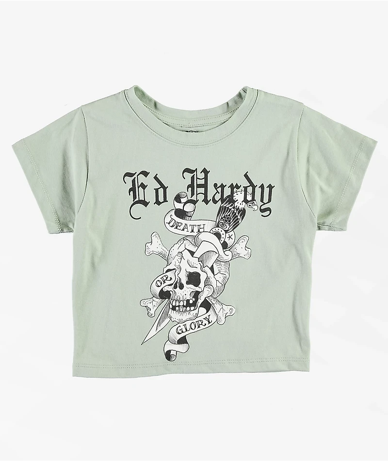 Ed Hardy Skull Sage Crop T-Shirt