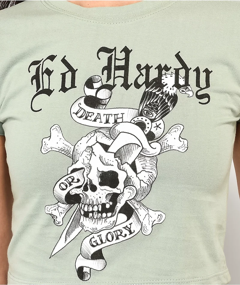 Ed Hardy Skull Sage Crop T-Shirt
