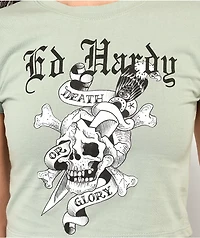 Ed Hardy Skull Sage Crop T-Shirt
