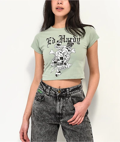 Ed Hardy Skull Sage Crop T-Shirt