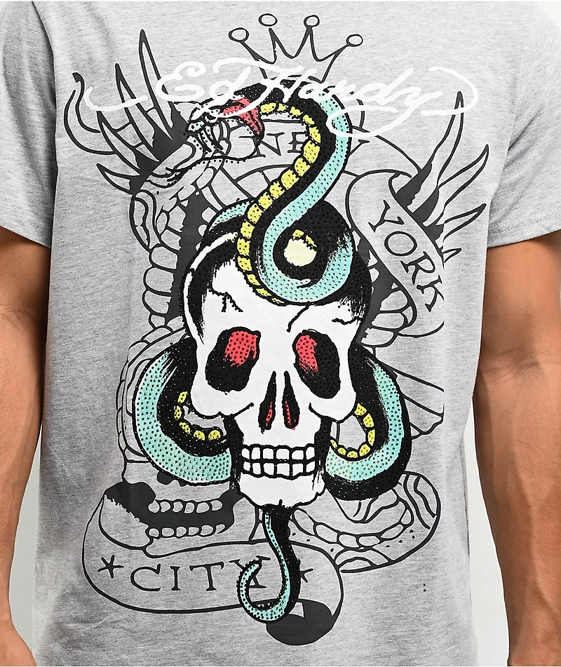 Ed Hardy Skull Snake Grey T-Shirt