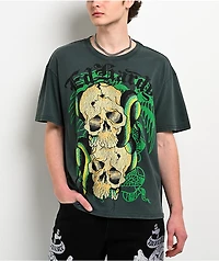 Ed Hardy Skull Snakes Rhinestone Hunter Green T-Shirt