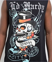Ed Hardy Skull Top Hat Black Tank Top