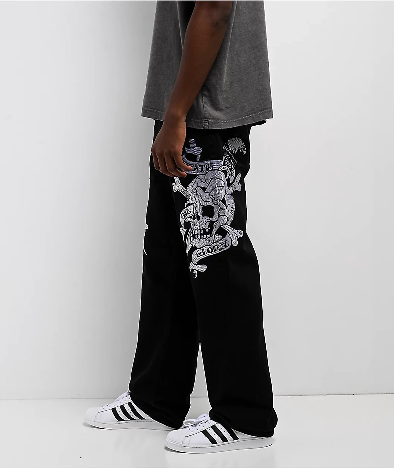 Ed Hardy Skulls Black Baggy Denim Jeans
