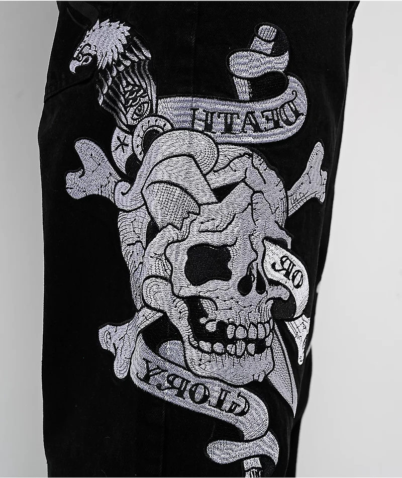Ed Hardy Skulls Black Baggy Denim Jeans