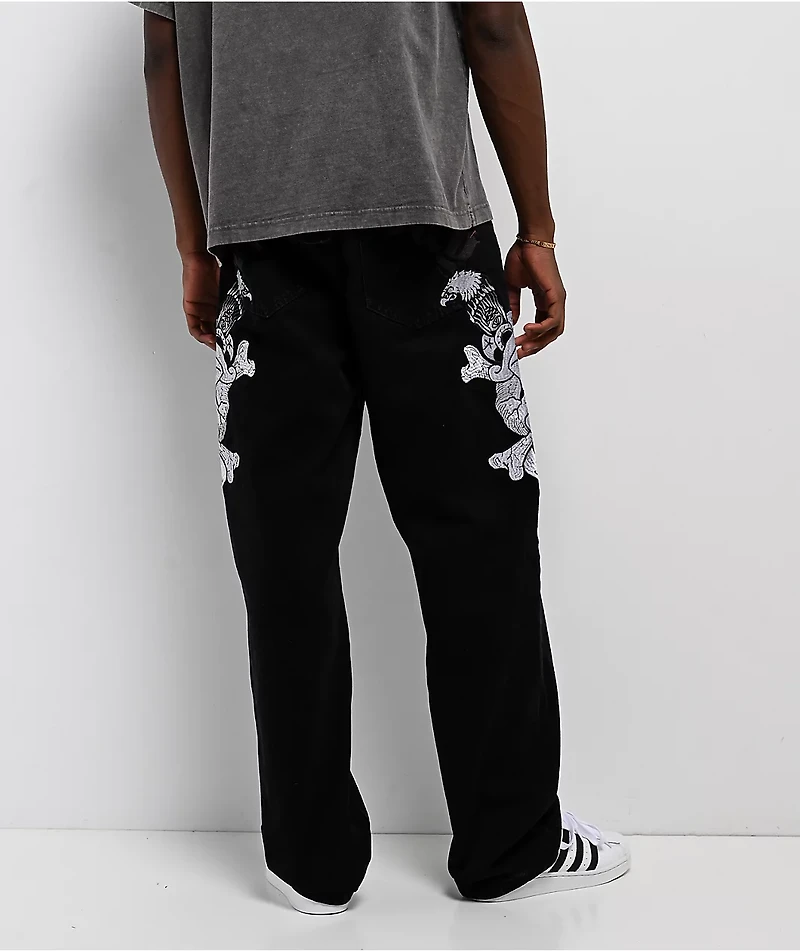 Ed Hardy Skulls Black Baggy Denim Jeans