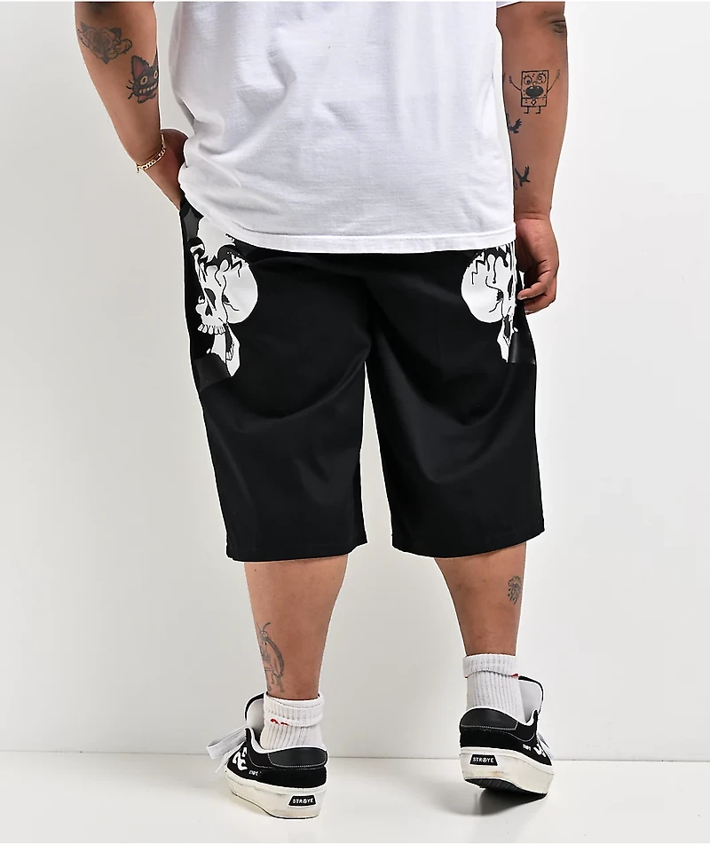 Ed Hardy Skulls Black Twill Shorts