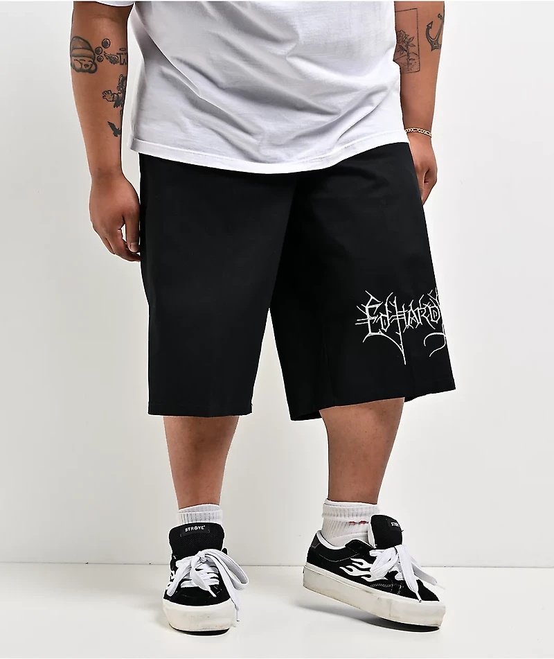 Ed Hardy Skulls Black Twill Shorts