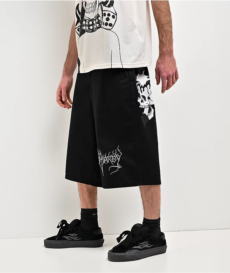 Ed Hardy Skulls Black Twill Shorts