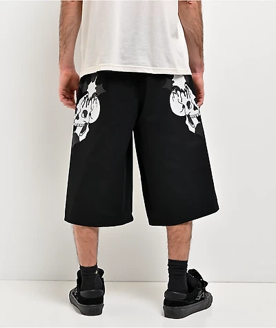 Ed Hardy Skulls Black Twill Shorts