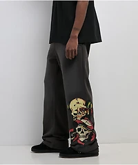Ed Hardy Skulls Grey Wash Baggy Sweatpants