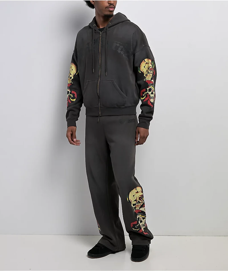 Ed Hardy Skulls Grey Wash Baggy Sweatpants
