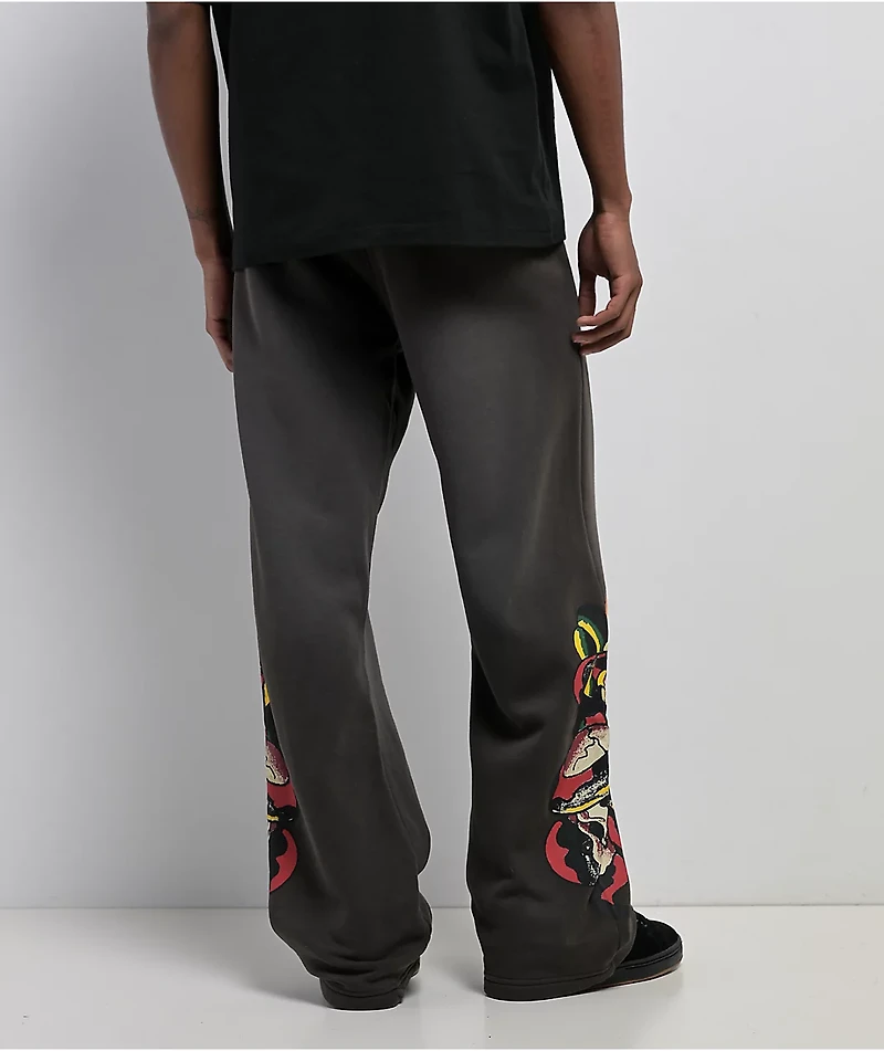 Ed Hardy Skulls Grey Wash Baggy Sweatpants
