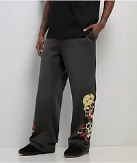 Ed Hardy Skulls Grey Wash Baggy Sweatpants