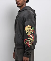 Ed Hardy Skulls Sunfade Grey Zip Hoodie
