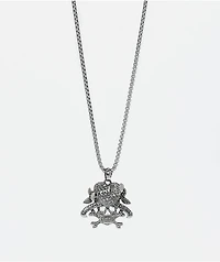 Ed Hardy Stainless Steel Heart & Skull Silver Chain Necklace