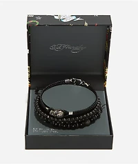 Ed Hardy Stainless Steel Skull Bracelet Set