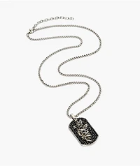 Ed Hardy Stainless Steel Skull Dog Tag Silver Chain Necklace