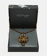 Ed Hardy Stainless Steel Tiger Bronze Chain Necklace