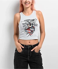 Ed Hardy Swallow Arctic Blue Crop Tank Top