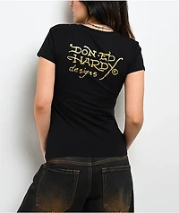 Ed Hardy Swallow Rose Black T-Shirt