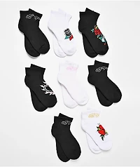 Ed Hardy Tattoo Black & White 8 Pack Ankle Socks